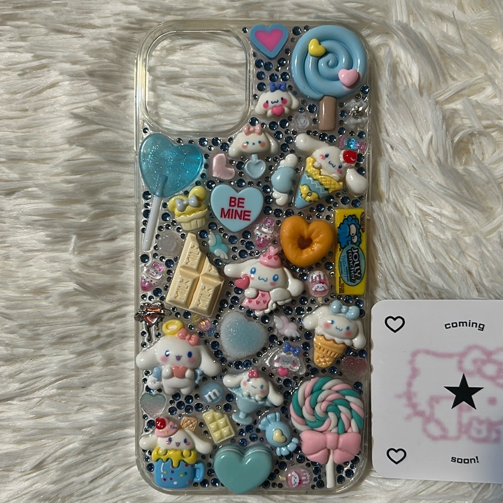 Handmade Valentine Sweet Cinnamoroll Sanrio Kawaii Junk iPhone 15 Plus Case